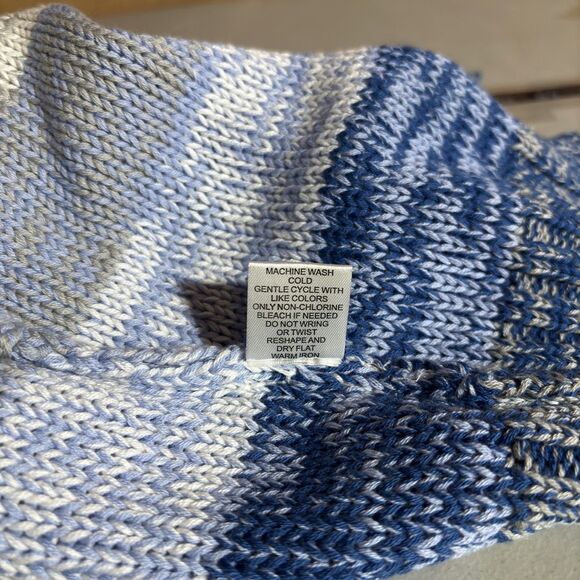 Lola Ombre Knit Stripe Open Front Hooded Cardigan Sweater M Cottage Boho Beach - Picture 11 of 13